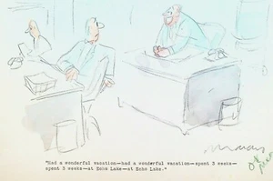 Original Comic Art Gag Joke Panel Man Back from Vacation at Echo Lake - Picture 1 of 2