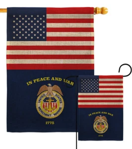 US Merchant Marine Burlap Garden Flag Corps Armed Forces Gift Yard House Banner - Picture 1 of 17