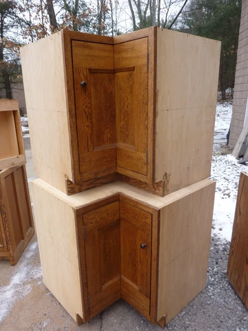 PRETTY custom made OAK kitchen corner CABINET salvaged quartersawn OAK board 34" Cover