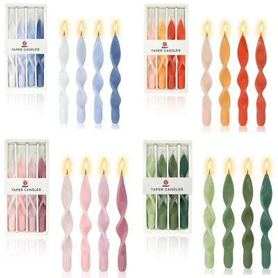 Paquete de 8 velas de pilar sin perfume en espiral velas cónicas velas de cena giratorias Foto 1 de 4