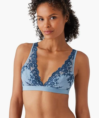 Sujetador bralette de encaje Wacoal azul/titanio talla 38 8870 para mujer Foto 1 de 3