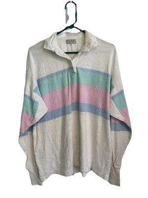 Vintage L.L. Camisa Bean Rugby Hombre XL Rosa Blanco Azul Verde Rayas Hecha en EE. UU. Foto 1 de 4