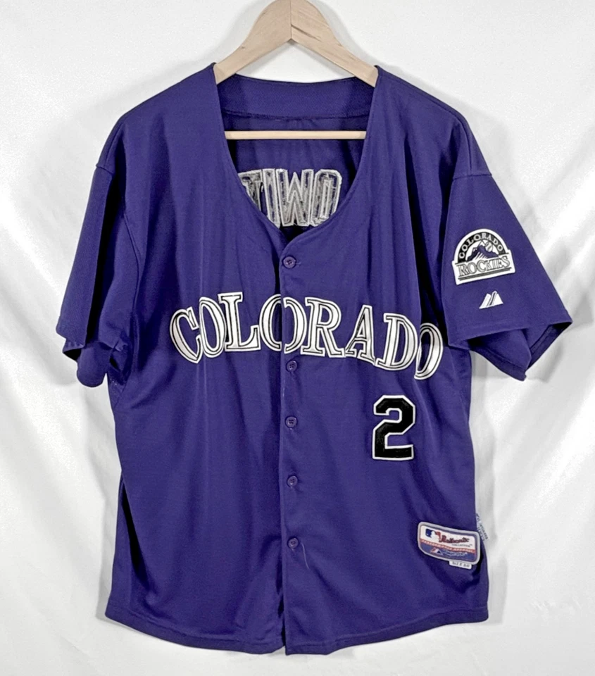 美国职棒大联盟 CO Rockies 男式球衣 #2,Tulowitzki 50 码,胸部 - 45.5 英寸高 - 30 — 第 1/4 张图片
