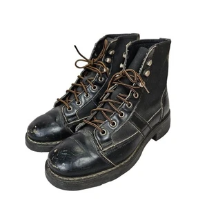 OXS Combat Boots Black Lace Up Made In Italy EU 37 Womens 7 Mens 5 - Picture 1 of 12