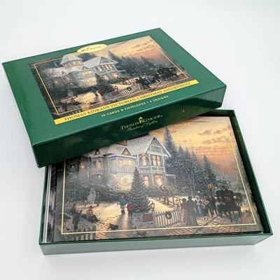 Thomas Kinkade Hallmark 18 Pack of Victorian Christmas Cards Beautiful Houses - Image 1 of 4