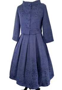 Lindy Bop Marianne 50s Pinup Girl Clothing Style Suit Dress Jacket Blue UK14 - Picture 1 of 15