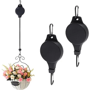 2X Ampelaufzug Pflanzenlift Einziehbarer Blumenkorb Pflanzen Rollenhak Haken - Bild 1 von 12