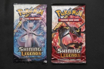 2 x 2017 Pokemon Shining Legends Booster Packs - Mewtwo & Rayquaza artworks - Image 1 of 2
