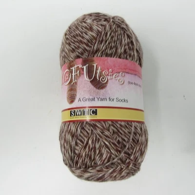 Tofutsies SWTC Fine Sock Yarn Superwash Wool Blend Color 857 Brown Cream 100gram - Image 1 of 4