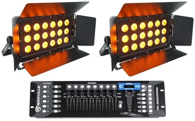 (2) Chauvet DJ SLIMBANK H18 ILS RGBAW+UV Wash Lights+Eye Candy FX+DMX Controller - Image 1 of 4