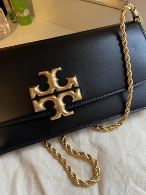 Tory Burch Eleanor Black Leather Convertible Shoulder Bag/Clutch/Chain Strap - Image 1 of 4