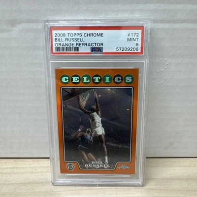BILL RUSSELL 2008 TOPPS CHROME ORANGE REFRACTOR CARD #494/499 PSA 9 - Image 1 of 2
