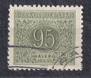 CZECHOSLOVAKIA 1954 SC#J87 USED 95h st.. Postage Due Stamp, Perf. 12 1/2 - Picture 1 of 1