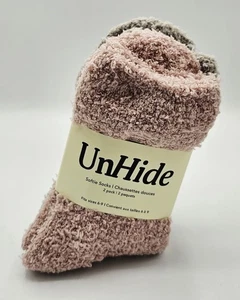 BRAND NEW UnHide Women's Softie Socks 2-Pack Rosy Baby and Classic Grey Sz 6-9 - Picture 1 of 4