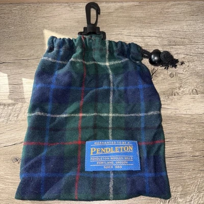 DE COLECCIÓN PENDLETON BRONCEADO CUADROS 100% LANA CORDÓN CLIP DE ALMACENAMIENTO EN BOLSA 7”X 6 3/4” Foto 1 de 4