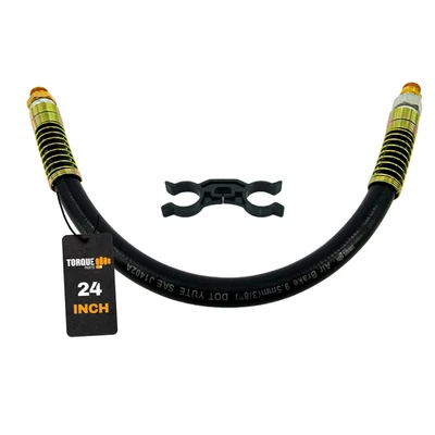 TORQUE 24" Air Brake Hose 3/8” x 3/8” Swivel Rubber Air Brake Line Assembly with - Image 1 of 4