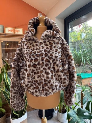 Fabulous TOPSHOP PETITES Faux Fur Leopard Print Hooded JACKET, Medium / Large - Image 1 of 4