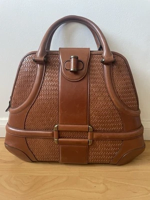 Alexander McQueen Novak Caramelo Sillín Coñac Caramelo Tejido Cuero Cartera Bolso de Mano Foto 1 de 4