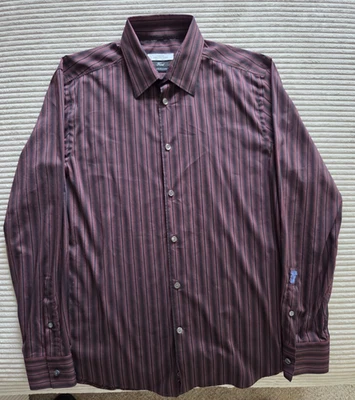 Vestido Versace Colección Tendencia Borgoña/Negro Rayas Abotonadas Para Hombre 40/15.75 Foto 1 de 4