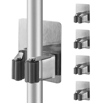 Cokshy 4 Pcs Stainless Steel Broom Holder, Heavy Duty Garden Tool Organizer R... - Image 1 of 4