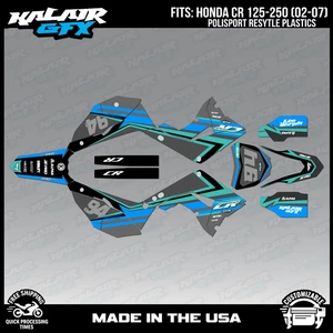 Graphics Kit for Honda CR125 CR250 2002-2007 POLISPORT Imperator - Teal - Picture 1 of 4