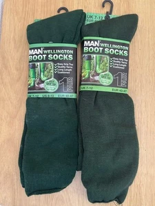 Basic Gummistiefelsocken für Herren x 2 - Größe 7-12 - grün - Bild 1 von 3