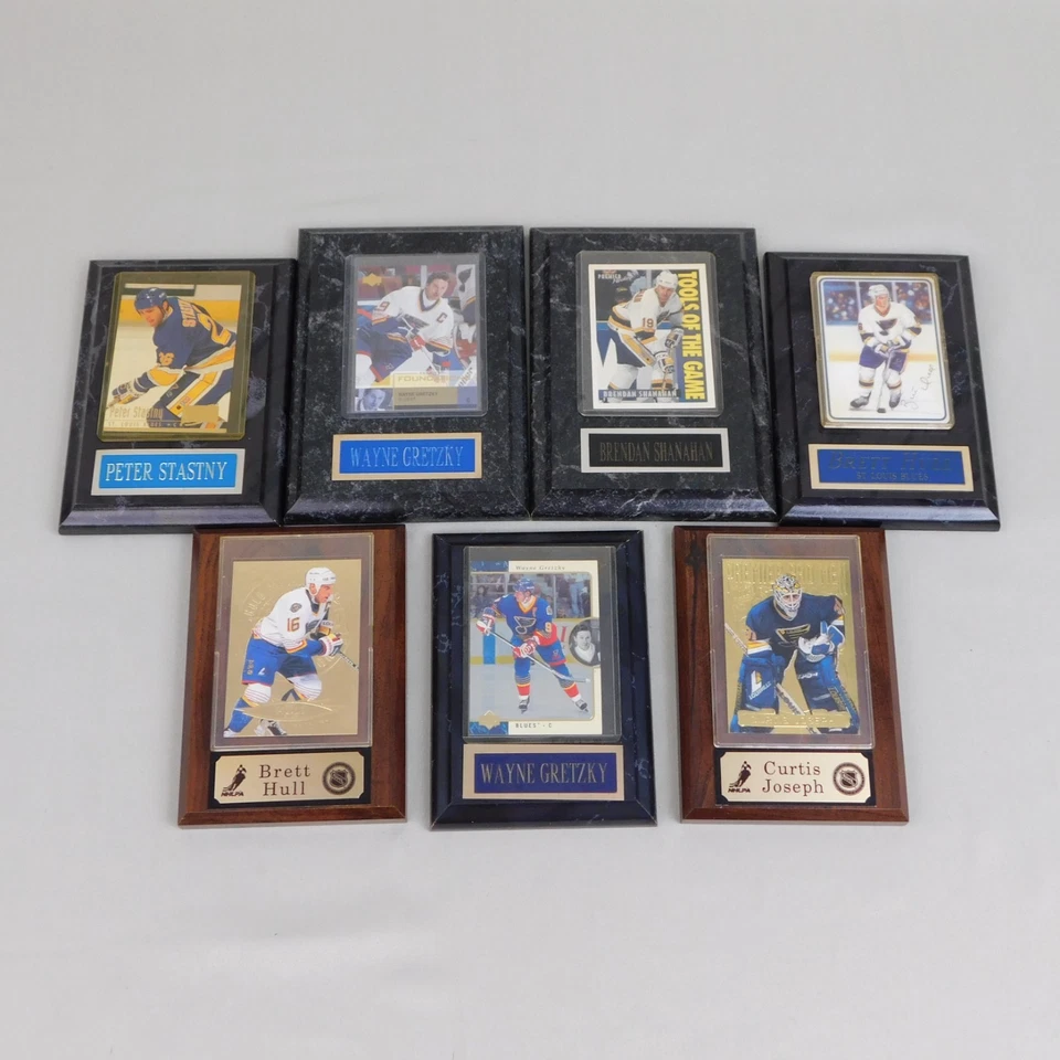 Lot 7pc St. Louis Blues Mounted Plaque Hockey Cards Fleer Upper Deck #7558 - Image 1 of 4