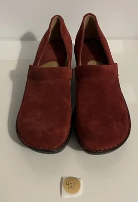 Zuecos de cuero de gamuza calzado artesanal recién nacido para mujer talla 7,5 M Foto 1 de 4