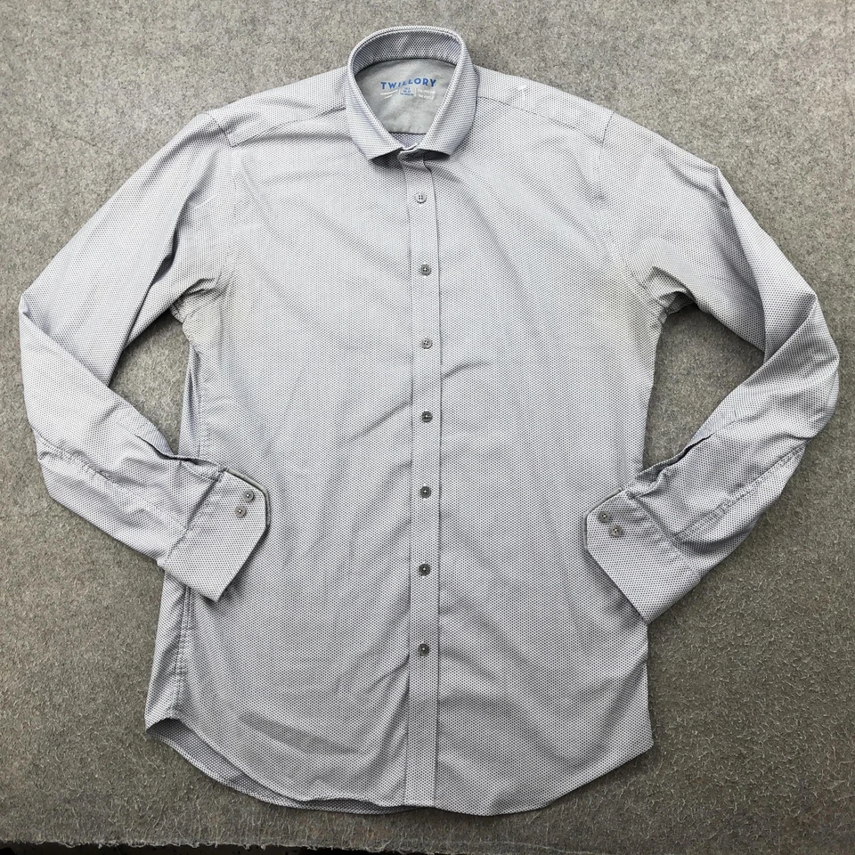 Camisa Twillory Para Hombre 16.5 36-37 Azul Geométrico Rendimiento Vestido A Medida Foto 1 de 4