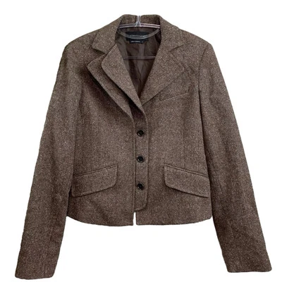 BCBG MaxAzria Wool Blend Speckled Buttoned Blazer Jacket Brown Size Small - Image 1 of 4