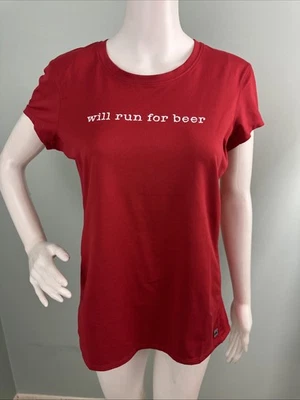 Camisa para mujer ALO roja Performance Will Run For Beer Coolfit My Mottoz talla XL Foto 1 de 4