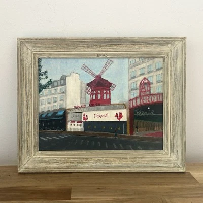 Pintura emoldurada Moulin Rouge Paris França cena de rua paisagem urbana exterior - Imagem 1 de 4