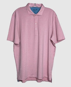 johnnie-O Performance Jersey Polo Mens L Michael Striped Pink Blue Paloma UPF50 - Picture 1 of 14