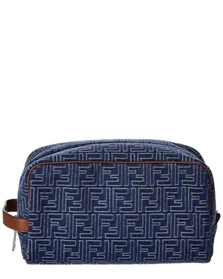 Bolso mediano Fendi Ff de mezclilla y cuero para mujer azul Foto 1 de 3