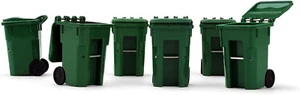 6er Set Sammlerstücke grüne Plastikmüllwagen Maßstab 1:34 (#90-0519) - Bild 1 von 12