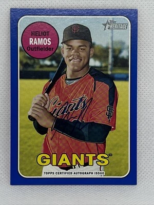 2018 Topps Heritage Minor League Heliot Ramos Real One Auto Blue Parallel #/ 99 - Image 1 of 2