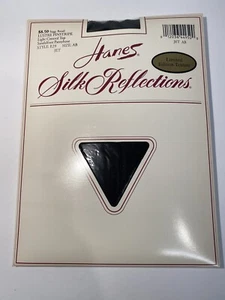 Vintage Hanes Silky Designs Lustre Pinstripe Jet AB Pantyhose NOS - Picture 1 of 4