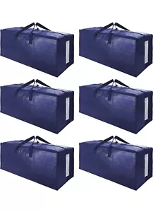 6 Pack Extra Large Moving Bags with Strong Zippers & Carrying Handles, Heavy Dut - Picture 1 of 2