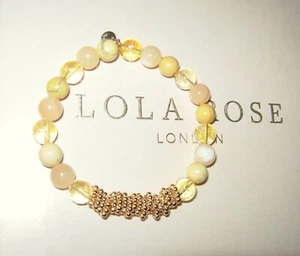LOLA ROSE YELLOW ROCK CRYSTAL + JASPER ELASTICATED GOLD BRACELET NIKKI & ME QVC - Picture 1 of 1