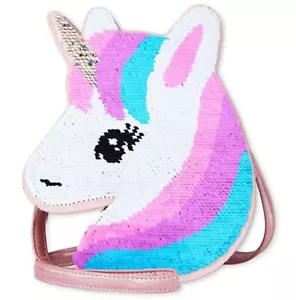 Girls Flip Sequin Bag Crossbody Purse Unicorn Children's Place Holographic Pink - Picture 1 of 9