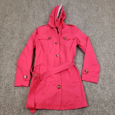 Abrigo Tommy Hilfiger Mujer Pequeño Rosa Bolsillos de Trinchera Cinturón Exterior Con Capucha Foto 1 de 4