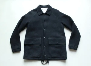A Kind Of Guise Black Waffle Knit Button Front Coaches Jacket Made In Germany M - Picture 1 of 8