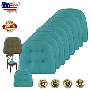 Elegantes Cojines Antideslizantes para Silla 15x16 - Paquete de 8, Azul Teal Sólido, Comodidad Duradera - Imagen 1 de 8
