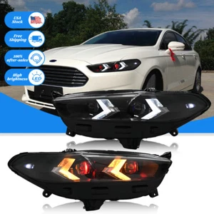 LED Projector Headlights For 2013-2016 Ford Fusion Halogen to LED Red Demon Eyes - Picture 1 of 18