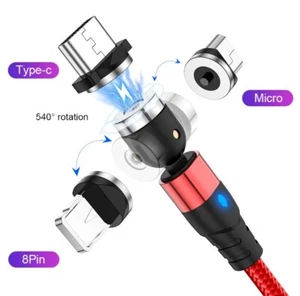 3 in 1 Magnet Ladekabel Universal Handy für iPhone Samsung Micro USB C Typ C LED - Bild 1 von 7