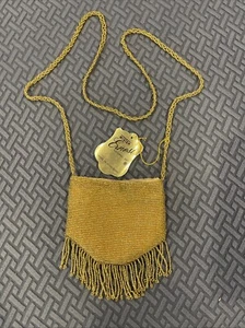 Mr Ernest Mini Gold Beaded Handbag Purse With Gold Fringe With Tag P - Picture 1 of 7