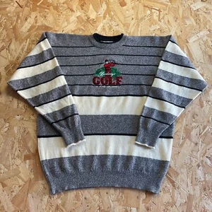 Jersey grande vintage de lana bordado de golf Burberrys de los años 80 - Imagen 1 de 5