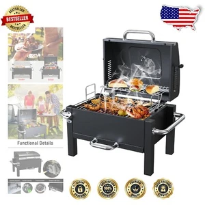 Portable Tabletop Charcoal Grill with Built-in Thermometer & Adjustable Vents - Picture 1 of 8