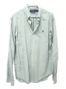 Ralph Lauren Mens Shirt L Slim Green Purple Striped Long Sleeve Button Collar - Picture 1 of 5