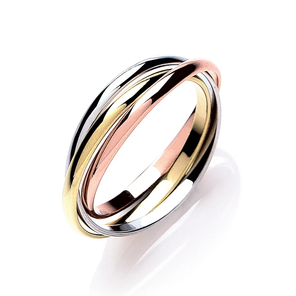Solid 9ct Gold Three Colour Russian Wedding Ring Stocked In UK Sizes C - Z - Image 1 of 1